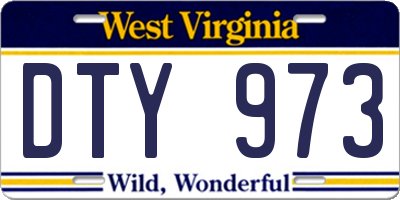 WV license plate DTY973