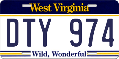 WV license plate DTY974