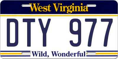 WV license plate DTY977