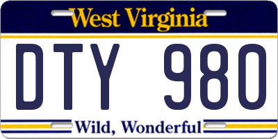 WV license plate DTY980