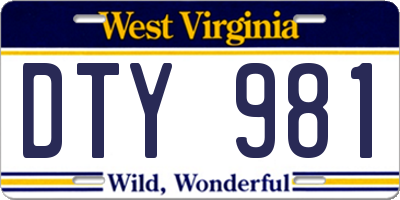 WV license plate DTY981