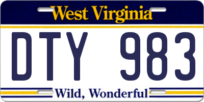 WV license plate DTY983