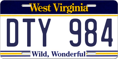 WV license plate DTY984