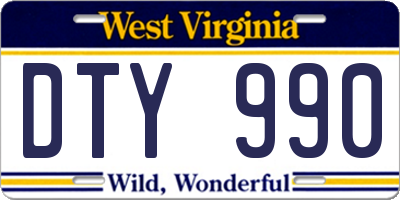 WV license plate DTY990