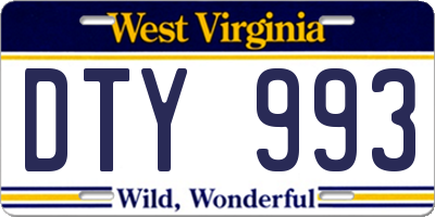WV license plate DTY993