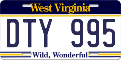 WV license plate DTY995