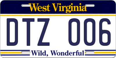WV license plate DTZ006