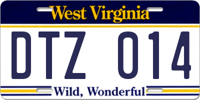 WV license plate DTZ014