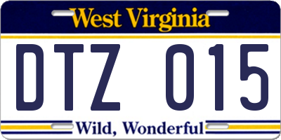 WV license plate DTZ015