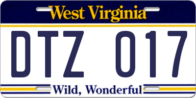 WV license plate DTZ017