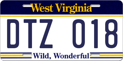 WV license plate DTZ018