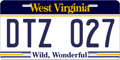 WV license plate DTZ027