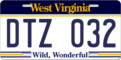 WV license plate DTZ032