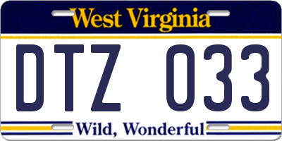 WV license plate DTZ033