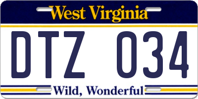 WV license plate DTZ034