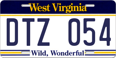 WV license plate DTZ054