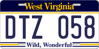 WV license plate DTZ058