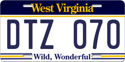 WV license plate DTZ070
