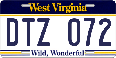 WV license plate DTZ072