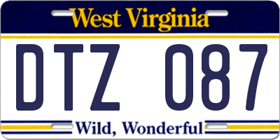 WV license plate DTZ087