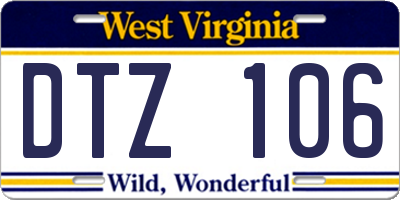 WV license plate DTZ106