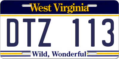 WV license plate DTZ113