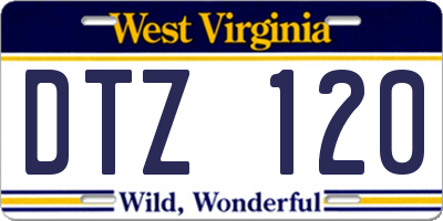 WV license plate DTZ120