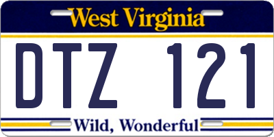WV license plate DTZ121