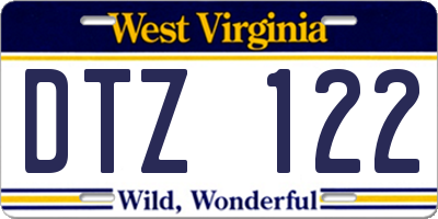 WV license plate DTZ122
