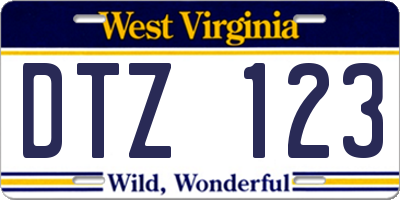 WV license plate DTZ123