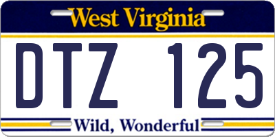 WV license plate DTZ125