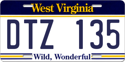 WV license plate DTZ135