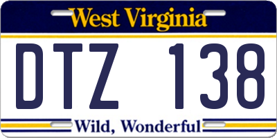 WV license plate DTZ138