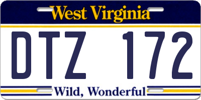 WV license plate DTZ172