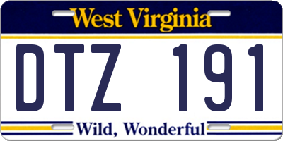 WV license plate DTZ191