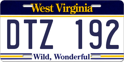 WV license plate DTZ192