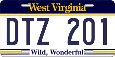 WV license plate DTZ201