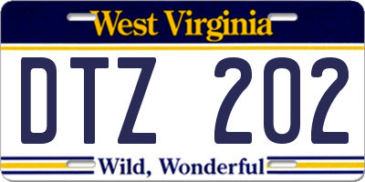 WV license plate DTZ202