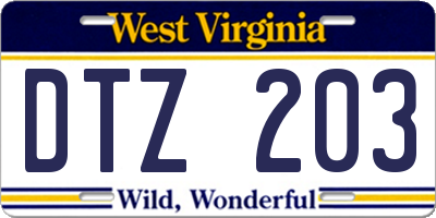 WV license plate DTZ203