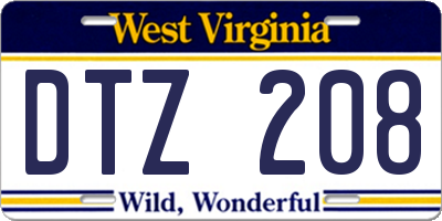 WV license plate DTZ208