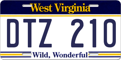 WV license plate DTZ210