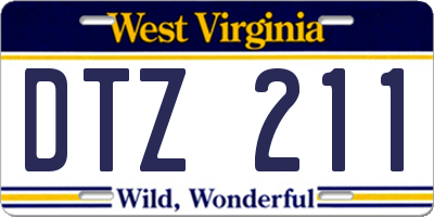 WV license plate DTZ211
