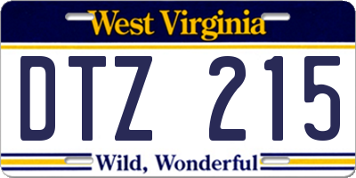 WV license plate DTZ215
