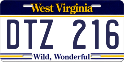 WV license plate DTZ216