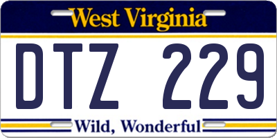 WV license plate DTZ229