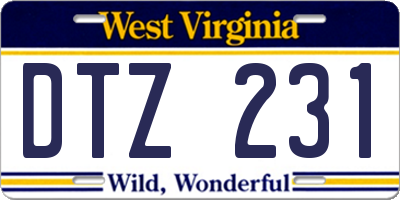 WV license plate DTZ231