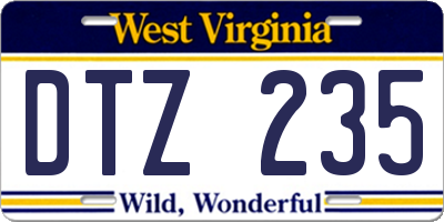 WV license plate DTZ235