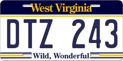 WV license plate DTZ243