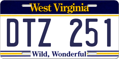 WV license plate DTZ251