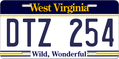 WV license plate DTZ254